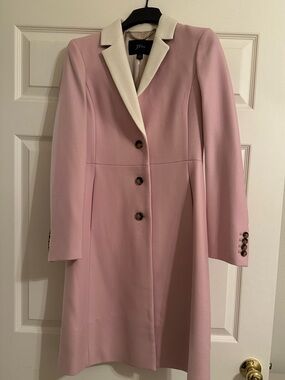 J. Crew Pink Coat with Cream Contrast Collar